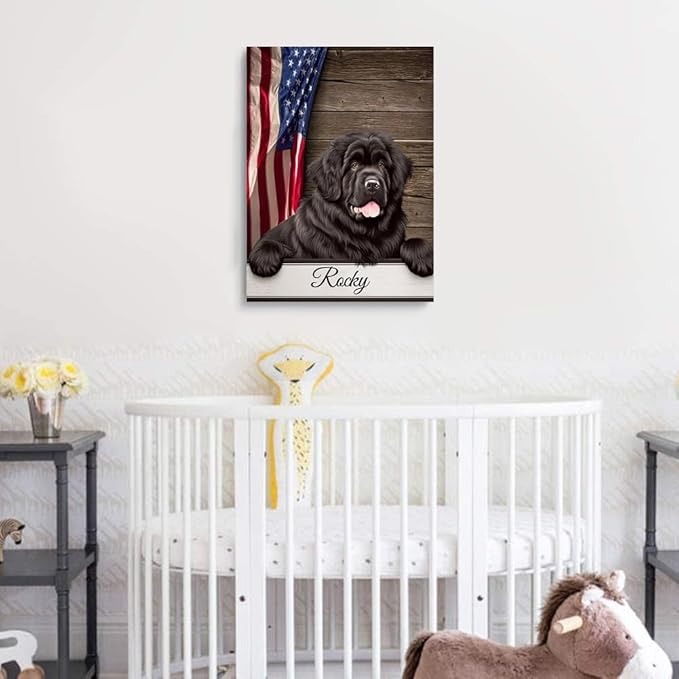 Custom Wooden Jigsaw Puzzles with Your Dog's Name on Newfoundland Art Print - 300 500 1000PCS Puzzles Game and Home Wall Decor