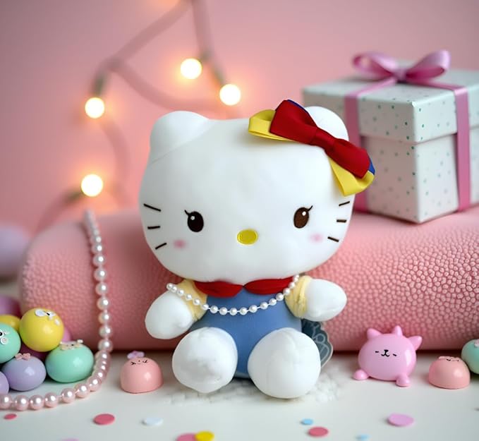 AlphaDesignLuxe Kitty Plush 10” Collectible Kitty Plushie Cute Stuffed Animal Toy Adorable Kawaii Doll (Pearls Classic)