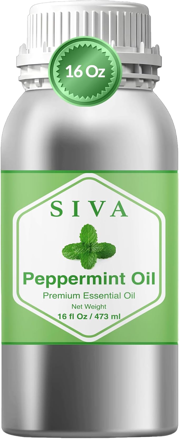 Siva Peppermint Essential Oil 16 Fl Oz – for Diffuser, Skin & Hair Care – Ideal for Aroma, Massage & DIY Blends- with Dropper