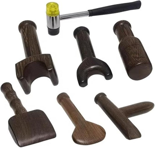 Chiropractic Adjustment Tools Hammer and Chisel,Pack 7 Hammer,Wedge Massager Wooden Tool Deep Tissue Therapy, Tok Sen Tools,Home Essentials(A Set)