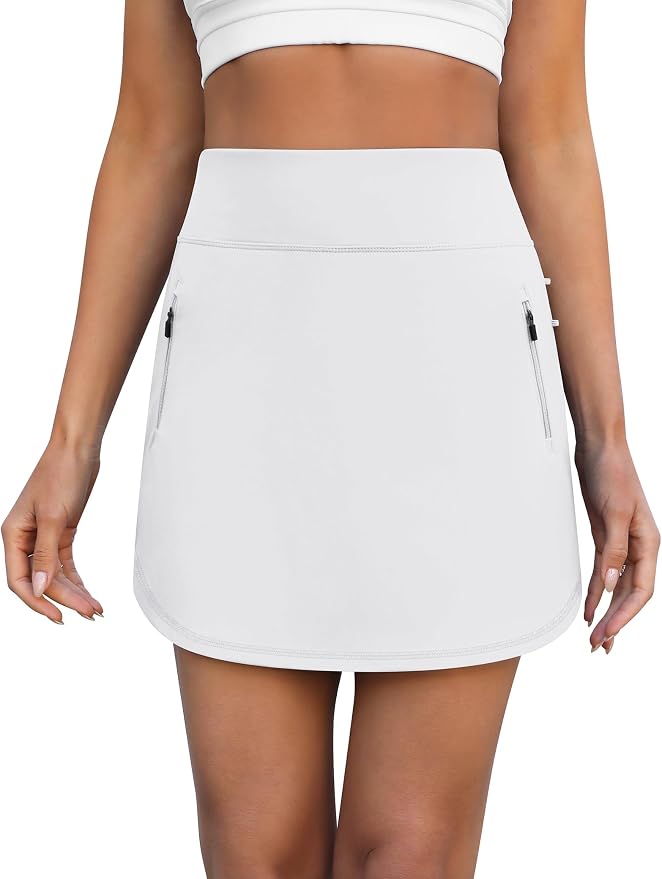 LouKeith Golf Skirts for Women Tennis Skirt with Zipper Pockets High Waisted Running Casual Athletic Skorts Built-in Shorts