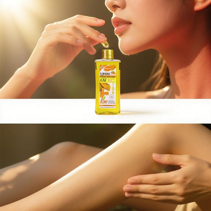 200ml Turmeric Body Oil for Massage & Daily Hydration, Deep Moisturizing with Vitamin E, Collagen, Turmeric Oil for Face and Skin, Self-Massage & At-Home Skin Routine (6.7 fl oz)
