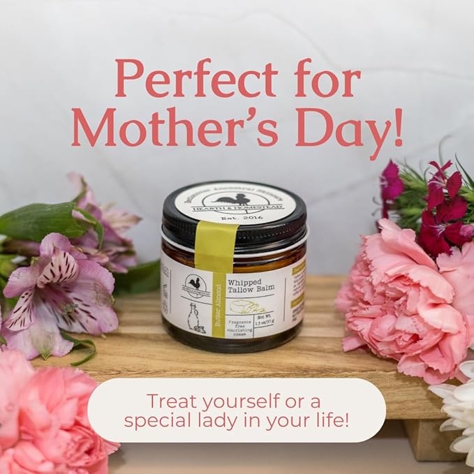 Hearth and Homestead: Handmade Whipped Tallow Balm (Butter Almond): Fragrance-Free, No Essential Oils - 1.3 oz