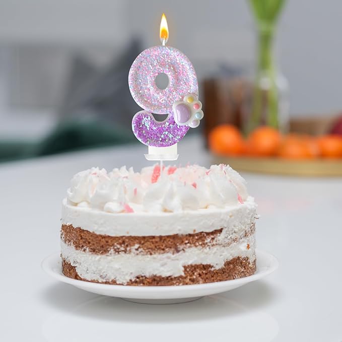 Pink Cat and Dog Paw Birthday Number Candles, Cupcake Decorations, Dog Theme Candles, Suitable for Party Celebrations, Birthday Decoration Supplies (Number 9)