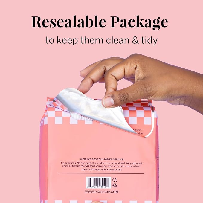 Pixie Organic Cotton Panty Liners for Women - Long Wrapped Pantiliners - Light Absorbency & Ultra-Thin - Leak-Proof, Hypoallergenic & Unscented for Feminine Care - Compostable - 88 Count
