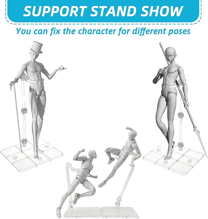 Action Figure Stands, 16Pcs Assembly Action Figure Display Holder Base, 2Pcs Screwdriverfor Compatible with HG RG SD SHF Gundam 1/144, Clear