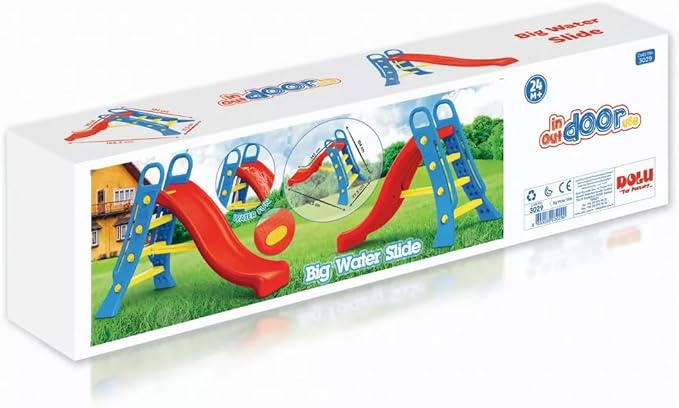 DOLU Big Water Slide - Colorful Plastic Outdoor Water Slide, Attach to Garden Hose for Water Feature, Indoor Use Too, Kids and Toddlers Ages 2 and up