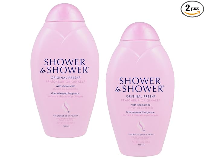 Shower to Shower Original Fresh Body Powder with Chamomile for Men & Women, Talc Free, 13 OZ (Pack of 2)
