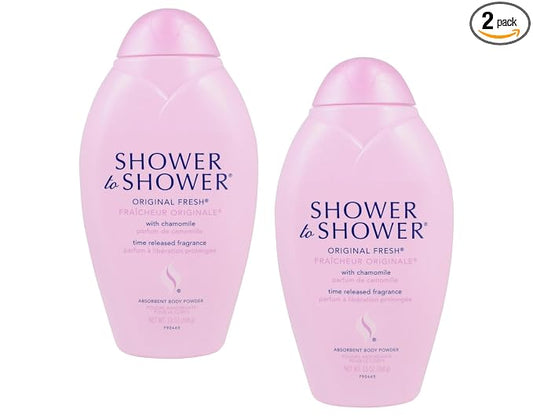 Shower to Shower Original Fresh Body Powder with Chamomile for Men & Women, Talc Free, 13 OZ (Pack of 2)