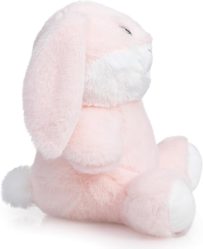 HollyHOME Bunny Stuffed Animal, Easter Bunny Plush Toys, Soft and Cuddly Stuffed Rabbit Easter Gift for Kids Baby Girls 10inch Pink
