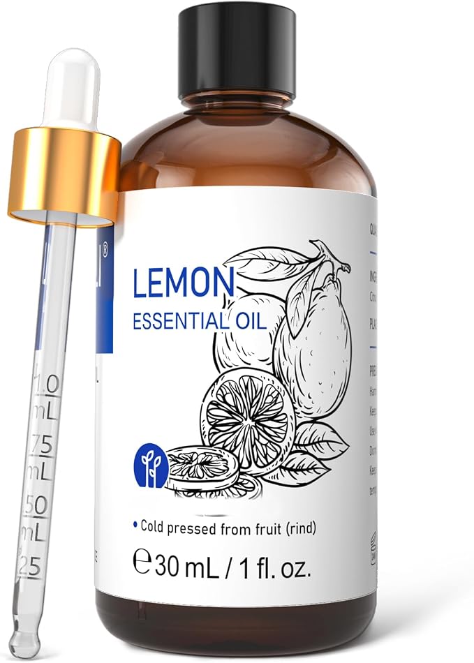 HIQILI Lemon Essential Oil for Cleaning, Skin, Diffuser - 1 Fl Oz/30ML | Creates a Fresh and Clean Atmosphere for Kitchen, Bath and More, Removes Odors and Stubborn Residue -30mL / 1.01 fl oz
