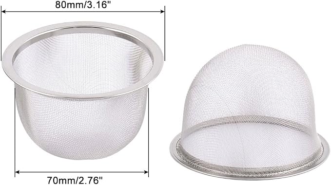 uxcell 4pcs Stainless Steel Mesh Tea Leaves Stainer Teapot Screen 3.1 Inch for Straining Teas and Cocktails or Sifting Flour Sugar Spices and Herbs Silver Tone
