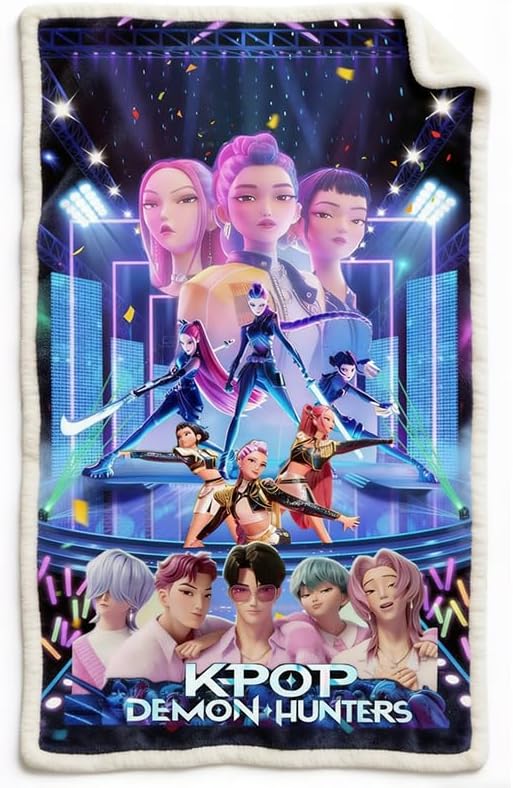 COMOR Demon Movie Hunters Blanket for Kids Fans-Demon Movie Hunters Blankets for All Seasons Throw Bedding Sofa and Travel Reserve Air Conditioning