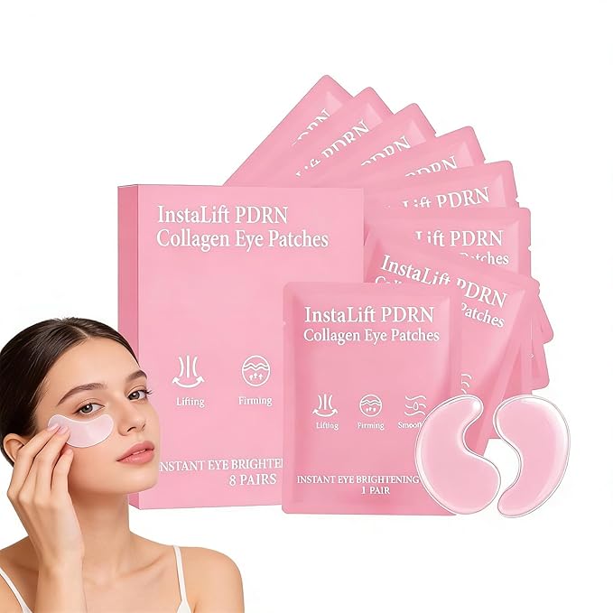 Serene Eye Patches, Instalift PDRN Eyes Patches & Collagen Eye Patches for Puffy Eyes, Hydrolyzed Collagen, Dark Circles, Hydrating Anti-Wrinkle Under Eyes Patches with Hyaluronic Acid (1Pcs 8 pairs）