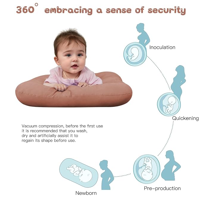 Baby Lounger for Newborn, Bionic Design Baby Lounger, Soft Organic Cotton Breathable Lounger for Infants 0-24 Months (Brown)