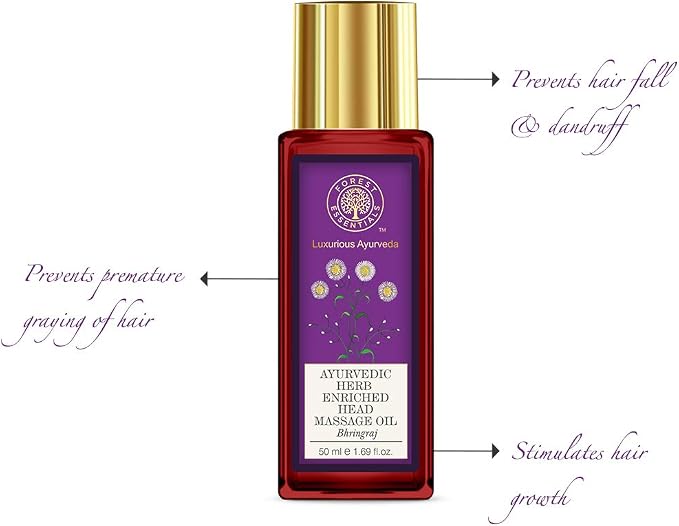 Forest Essentials Ayurvedic Herb Enriched Head Massage Oil, Bhringraj, 50ml