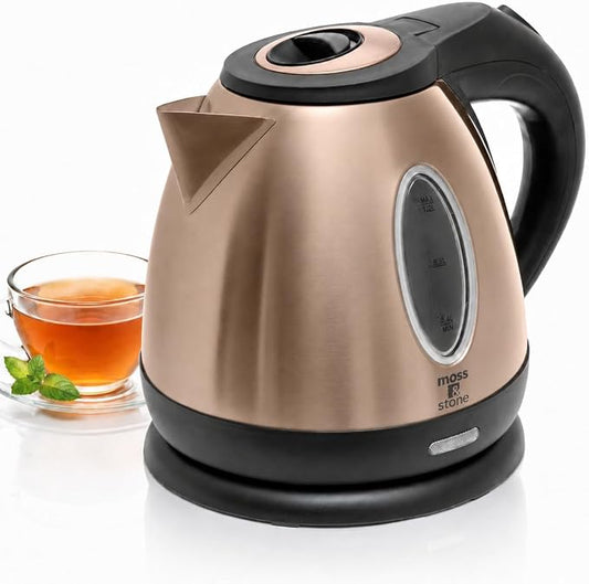 Moss & Stone 1.2L Stainless Steel Small Electric Kettle, Cordless 1500w Fast Boiling Pot, Portable Hot Water Electric Tea Kettle With Boil Dry Protection & Auto Shut-Off (Champagne)