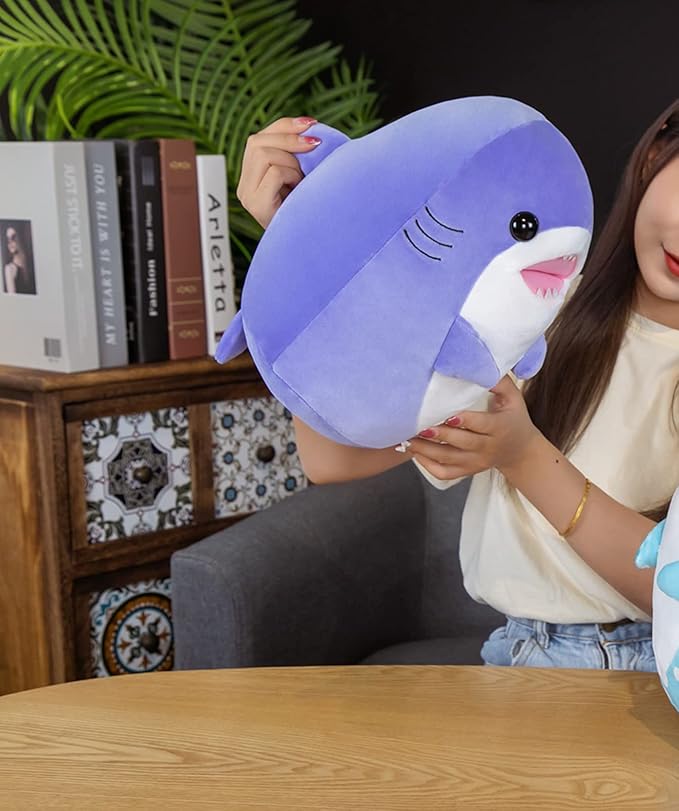 17 Inch Soft Purple Shark Plush Hugging Pillow - Cute Shark Stuffed Animal Plushie for Kids, Perfect for Birthdays, Valentine's, Christmas or Daily Use