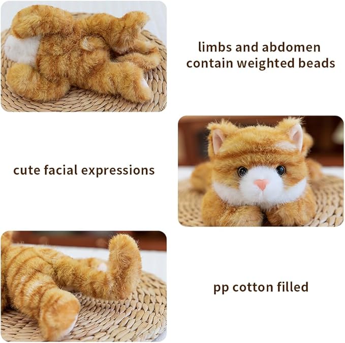7.8 Inch Cat Stuffed Animals Plush,Cute Cat Weighted Stuffed Animal Soft Fluffy Kitten Plushies Toy Pillow Reward Gifts for Kids Boys Girls