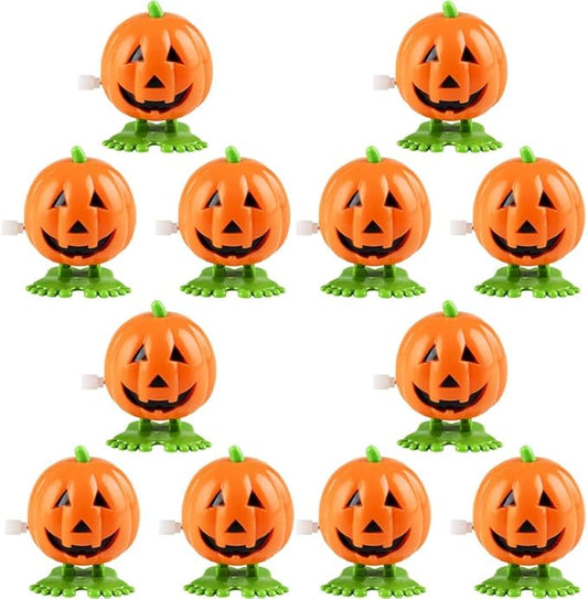 The Dreidel Company Halloween Pumpkin Wind-Up Toys, Birthday Party Favors, Novelty Toys for Boys and Girls, 2" Inches (12-Pack)