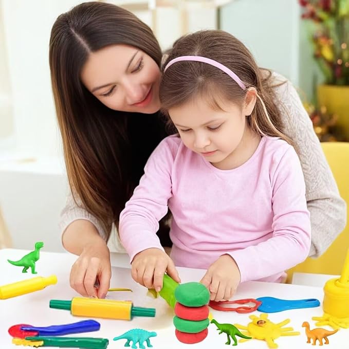Unleash Creativity with 11 Unique Dinosaur Fossil Molds Dough Toys and 6 Unique Dino Molds Dough Toys Accessories Set Whit 5 Bright Color