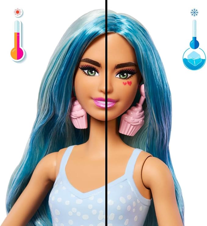 Barbie Pop Reveal Series Fashion Doll & Accessories Set, Treat Series, Cool Cupcake Theme with Pet, 8 Surprises Include Color Change