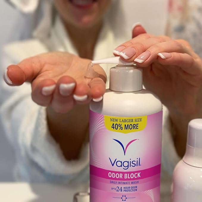 Vagisil Feminine Wash for Intimate Area Hygiene, Odor Block, Gynecologist Tested, Hypoallergenic, 16.9 oz with Pump