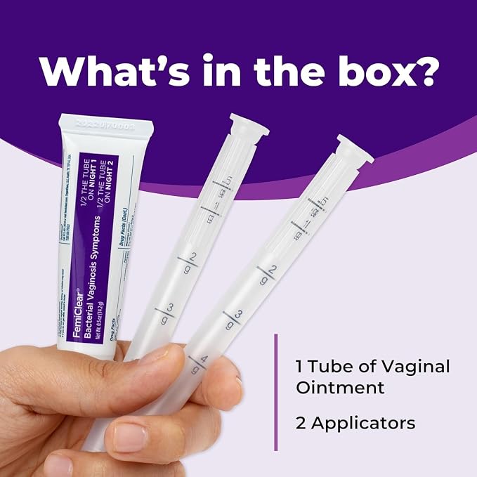 FemiClear Bacterial Vaginosis Symptoms Ointment, 2-Day Dose, 0.5 Oz | Fast-Acting Relief for Odor, Itching & Discharge, Supports Balance & Vaginal Health, All-Natural & Organic Ingredients