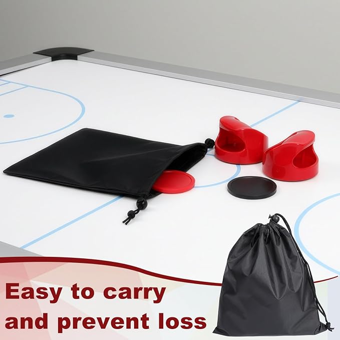 Coopay Air Hockey Pucks and Paddles - 2 Hockey Pushers & 4 Large Hockey Pucks with Nylon Storage Bag, Great Goal Handles Pushers Replacement Accessories for Game Tables