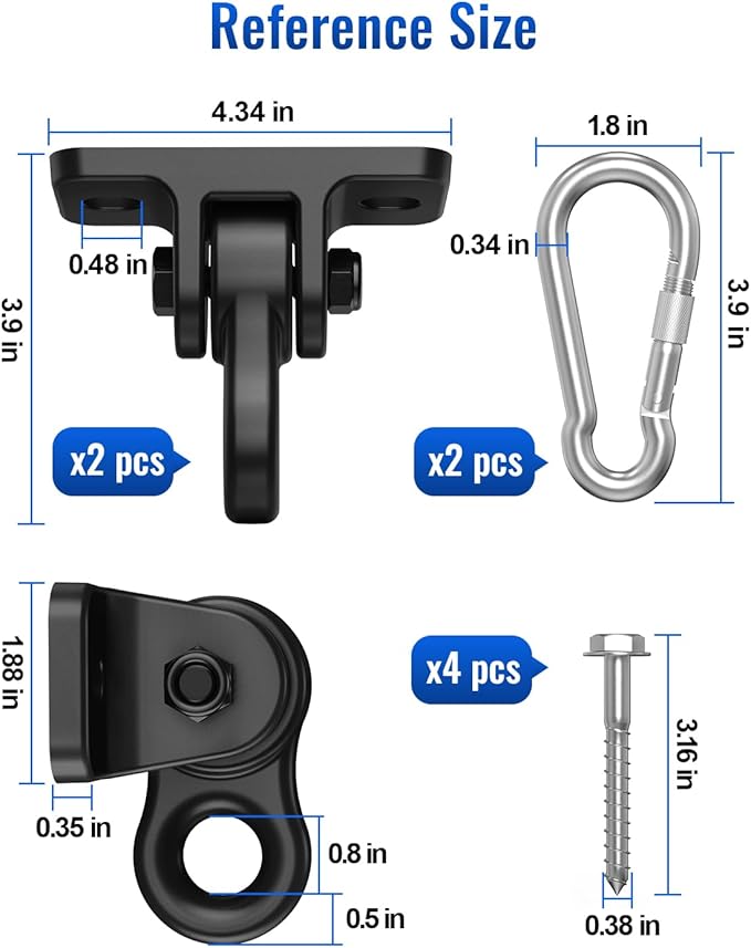 Heavy Duty Swing Hangers Hardware Included-Corrosion Resistant Alloy Steel 5000+ lb Capacity for Wooden Porch Swings,Aerial Yoga Chairs,Playgrounds,Trapeze&More-Indoor Outdoor-Set of 2,Black