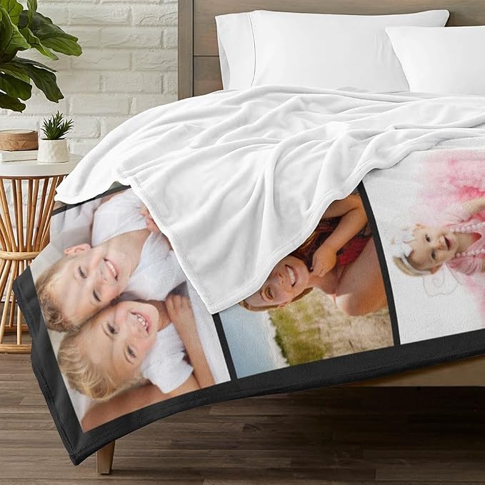 inkArts Custom Blanket with Photo, Personalized Photo Blanket, Customized Picture Blankets, Customizable Blankets, Personalized Photo Gifts for Women Men Her Him