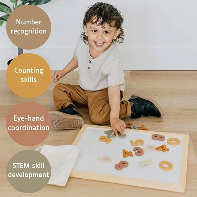 Boho Aesthetic Silicone Magnetic Numbers 20 Piece Play Set- Non-Toxic Toddler Magnets for Kids, Modern Neutral Educational Math Toys, Number Magnets for Classroom & Playroom