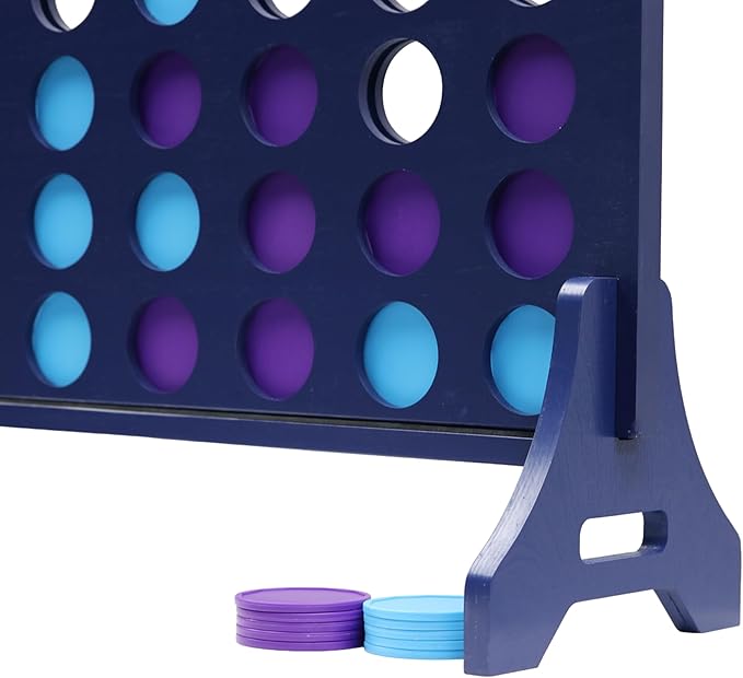 Tailgating Pros Premium Navy Giant Four in a Row with Carrying Case - Jumbo Oversized Outdoor Yard Game - Connect Multiple Pucks in a Row to Win - Many Puck Colors Available!