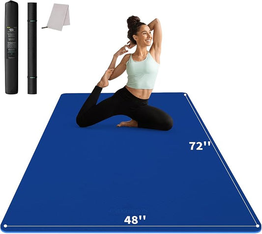 CAMBIVO Yoga Mat 72" x 48" Large Workout Mat for Home Gym Flooring | 6mm-12mm (0.24"-0.48") Extra Thick Exercise Mat for Apartment Fitness | High-Density TPE Cushioning for Joint Protection