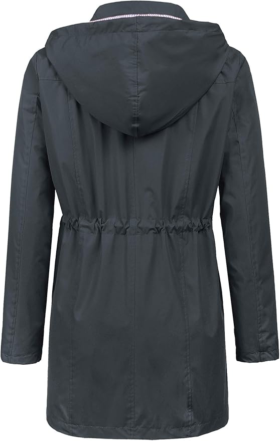 LOMON Raincoat Women Waterproof Long Hooded Trench Coats Lined Windbreaker Travel Jacket S-XXL