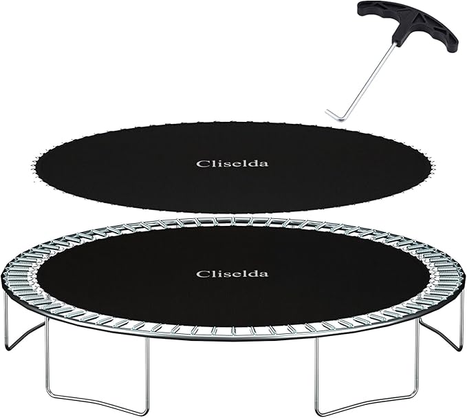 Cliselda Trampoline Replacement Mat, Fits 12 ft 14 ft 15 ftRound Trampoline Frame with 72/88/96 V-Rings and Spring Tool, Fits 5.5-7" Springs, Jumping Mat (Excluding Frame and Spring)