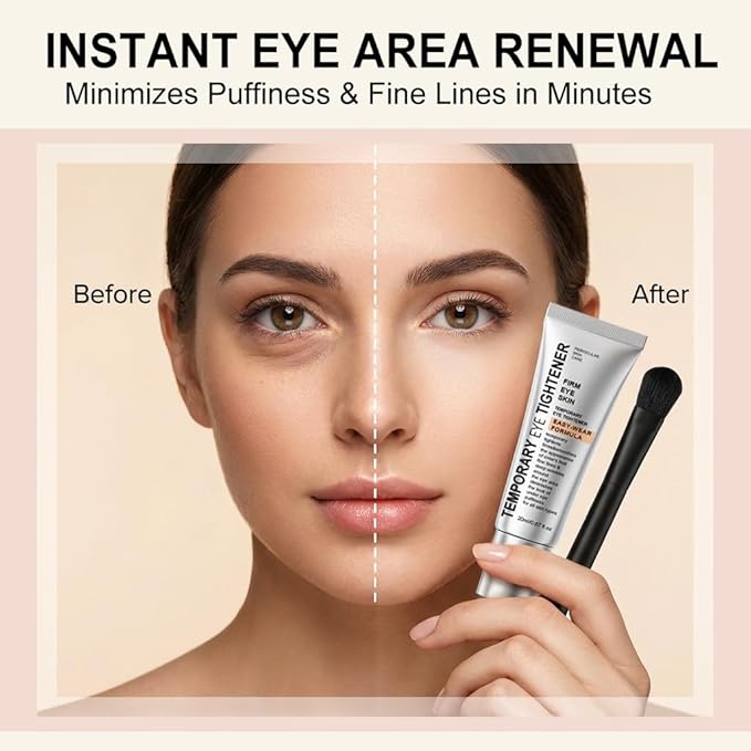 Perfection Eye Tightener Cream, Instant Firming Cream for Puffiness, Fine Lines & Wrinkles, Lightweight Easy-Wear Formula, Gentle Skin Care for All Skin Types for women, 2PCS with 2 Brushes, Silver-A