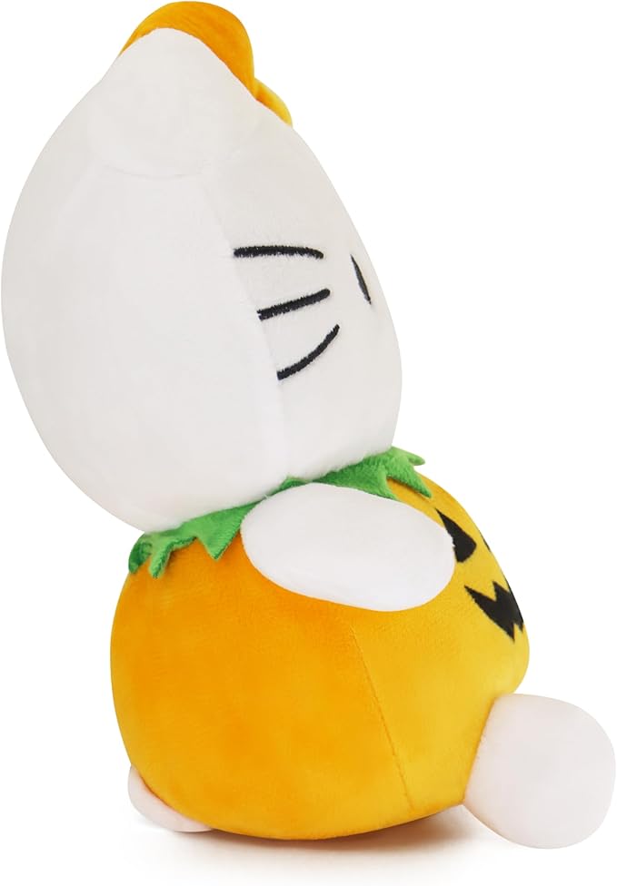 7-Inch Halloween Pumpkin Cat Plush, Soft and Cute Kitty Stuffed Animal, Adorable Halloween Decoration and Gift (White)