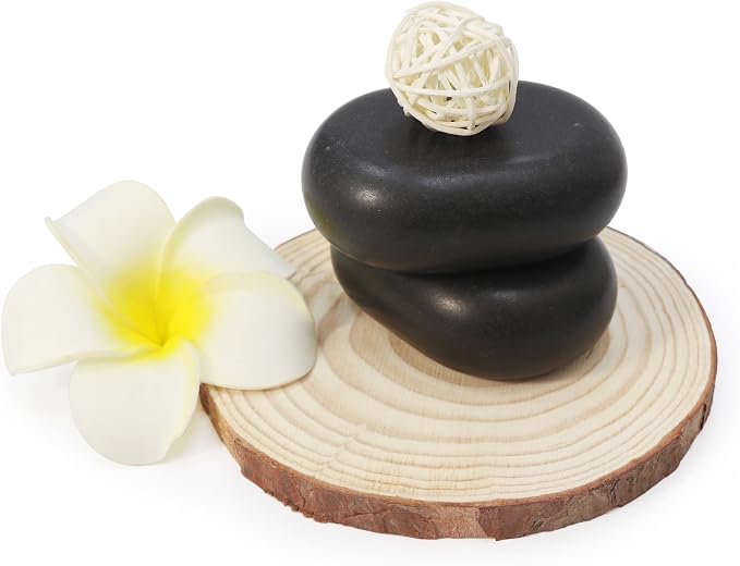 Master Massage Large Flat Ovular Basalt Hot Stone Massage 8piece Pack 3" X 2X 1rock, for Professional, Spa, Massage Therapy, Relaxation,1 Count,Black