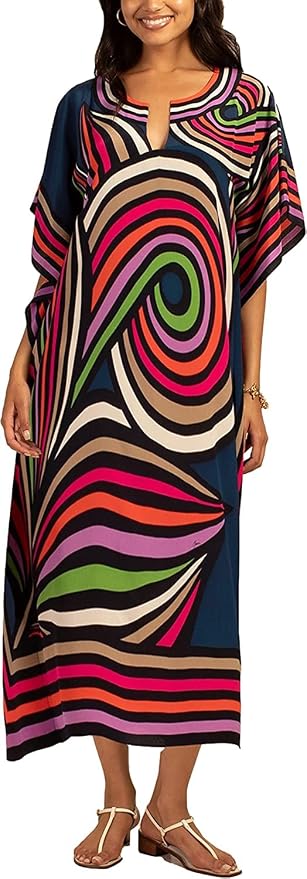 Venasha Womens Caftan Floral Print Kaftan Dress Short Sleeve Swimsuit Cover up Loungewear for Summer