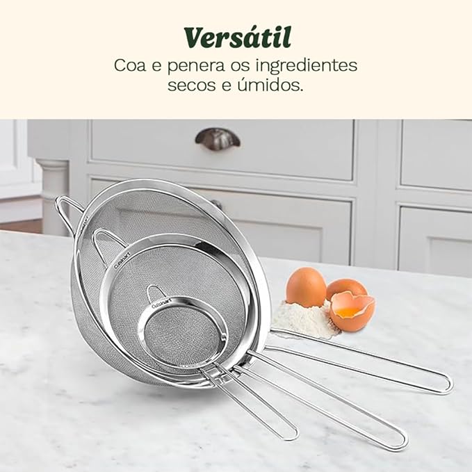 Cuisinart, Mesh Strainers, Stainless Steel Mesh Strainers for Kitchen, Fine Mesh Kitchen Strainer Set for Sifting, Straining and Cooking, Ctg-00-3Ms, 3 Count