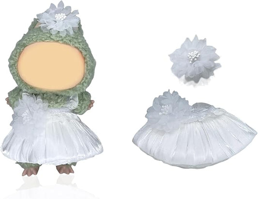 17cm Doll Clothes(NO Doll), Cute Dolls Outfit Accessories with White Bud Dress Small Kawaii Clothes Set for Dolls (Style 15)
