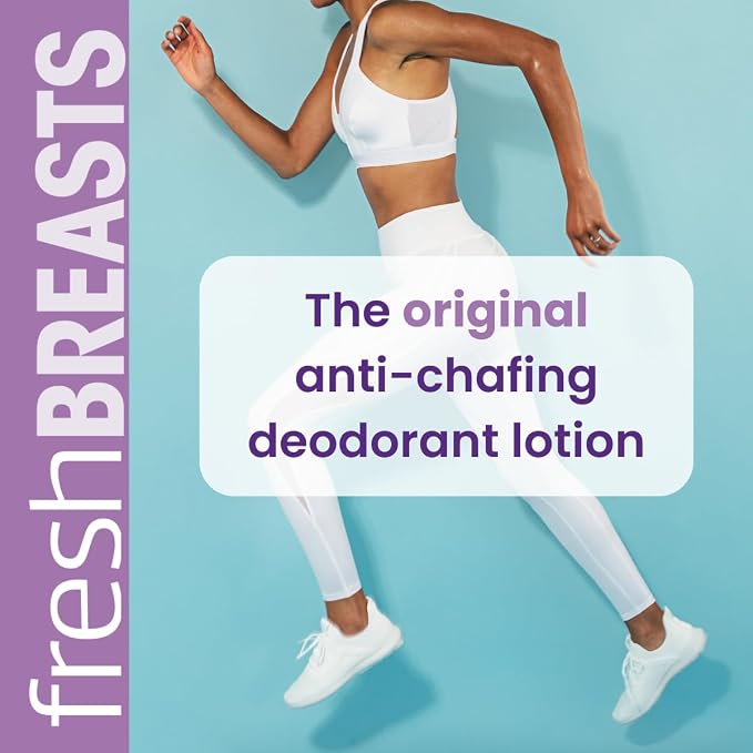 Fresh BREASTS Anti Chafing Deodorant Lotion to Powder, 3.4oz (2 Pack) - Anti Chafe Cream Whole Body Deodorant for Women, Inner Thighs & Areas that Sweat, No Talc, Aluminum or Added Fragrance