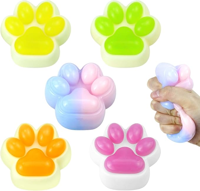 Cat Paw Squishies Fidget Toys, Hand Made Soft Cute Squeeze Sensory Toys for Autism, Goodie Bags Stuffers Birthday