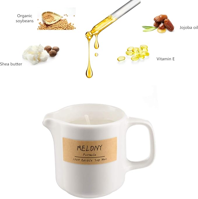 MELONY Soy Massage Oil Candle, Honeysuckle Galbanum, 2.82 OZ / 80G | Intensive Skin Treatment, Almond Oil, Shea Butter & Cocoa Butter, Nourishing, Massage & Moisturise