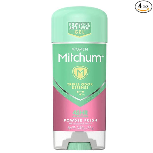 Mitchum Anti-Perspirant & Deodorant for Women, Power Gel, Powder Fresh, 3.4 oz (96 g) (Pack of 4)