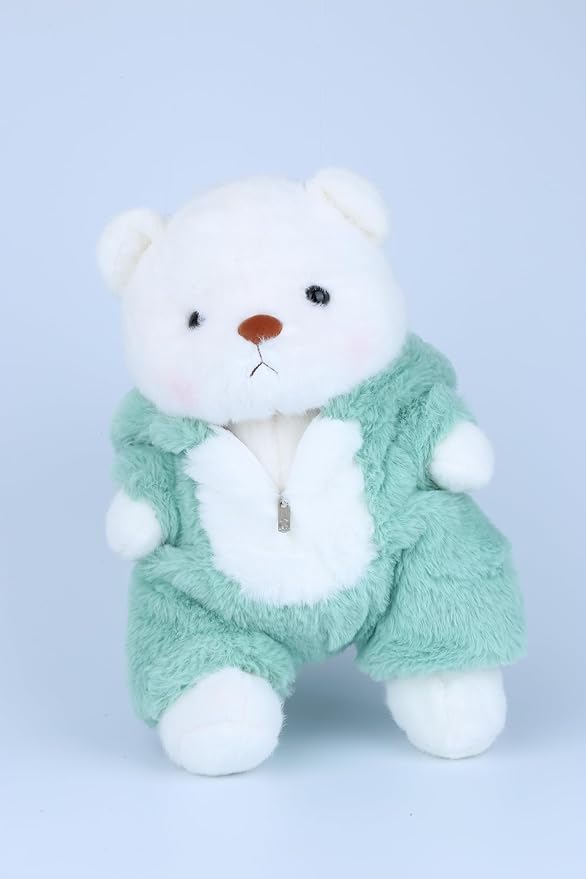 Teddy Bear Stuffed Animal, Teddy Bear Plush Toys with Removable Hoodie Movable Legs, 13'' Soft Cute Emotional Support Stuffed Plushies with Dinosaur Clothes Gifts for Girls Kids Birthday Christmas