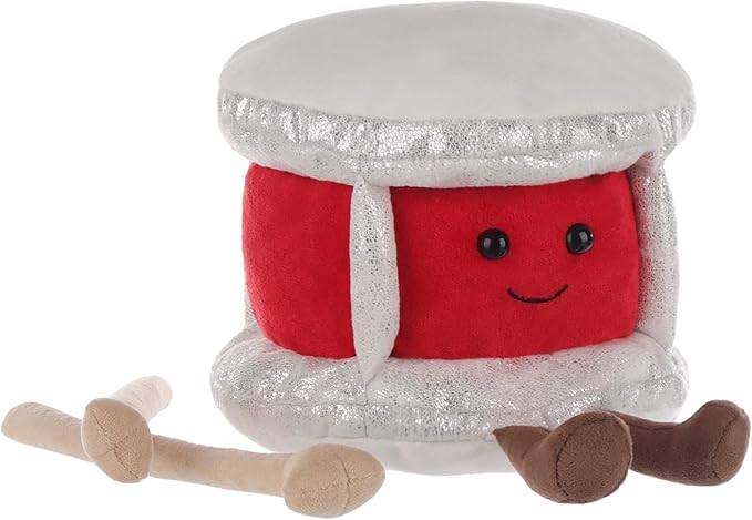Apricot Lamb Happy Drum Plush Stuffed Animals for Kids, Soft Cute Plush Toys for Baby Girl and Boy, Fluffy Happy Drum Red