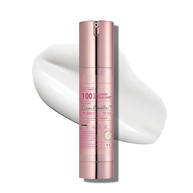 VT COSMETICS Collagen Reedle Shot 100 Serum with 500Da Collagen Extract & Spicule Microneedling Formula, Korean Skin Booster, 1.69 fl oz(50ml)