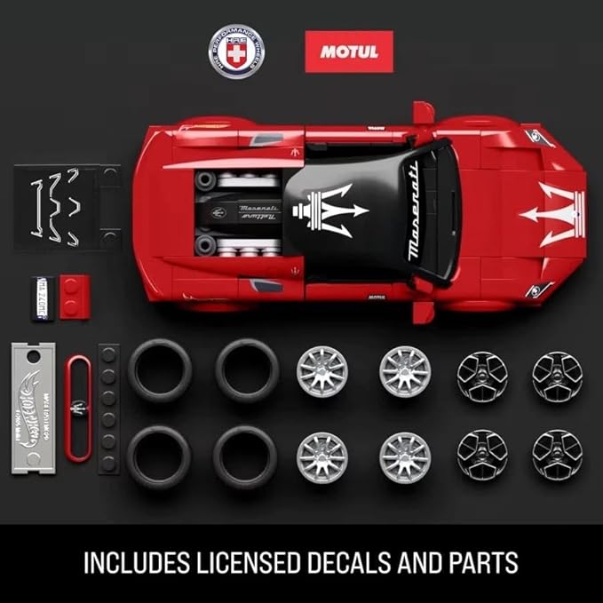 Hot Wheels 1/32 Maserati MC20 Building Kit, 250 Pieces, Includes 1/64 Mini Car, Hot Wheels Mattel Brick Shop